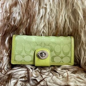 Coach Lime Green Signature Wallet